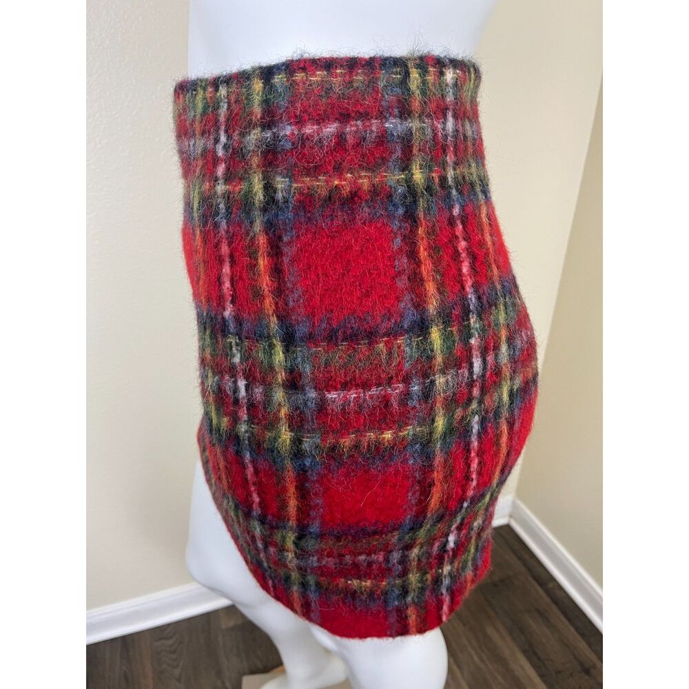Lauren Ralph Lauren Women Size 10 Red Plaid Mohair Pencil Mini Skirt Preppy NEW - Picture 13 of 16